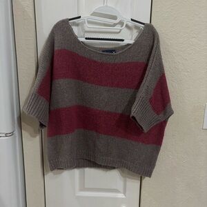 Striped Pink and Gray Women's Sweater